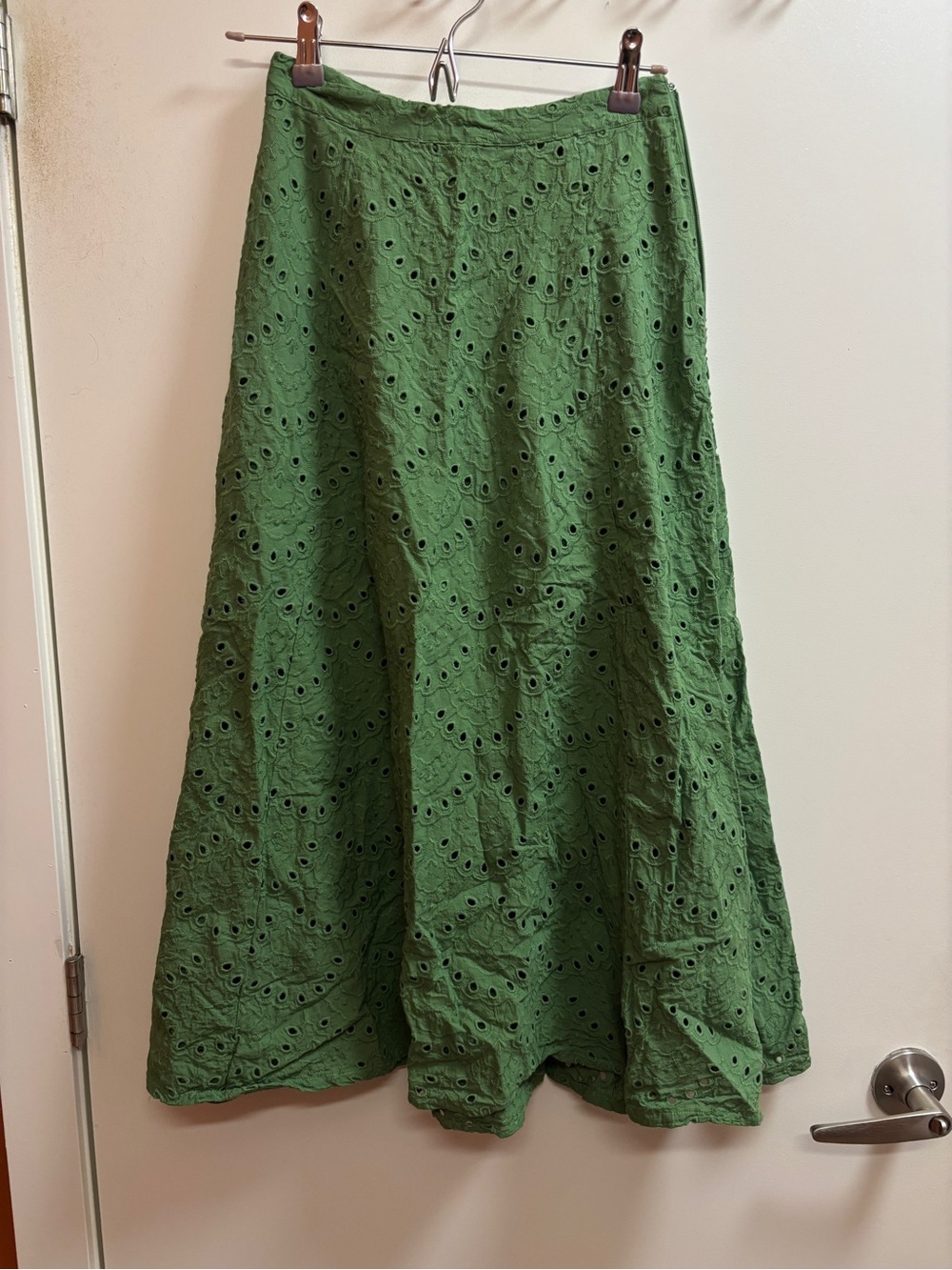Eyelet Cotton Midi Skirt